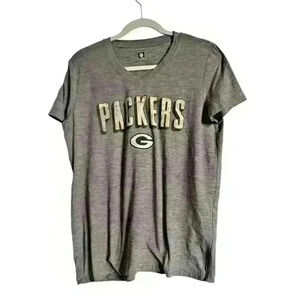 NFL‎ Sz L Green Bay Packers V-Neck T-Shirt Sporty Licensed